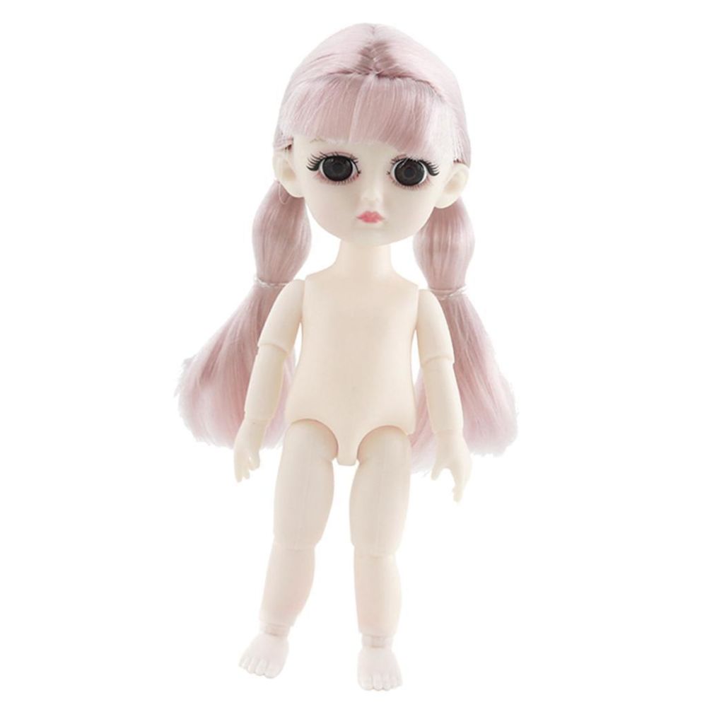marque generique - Partie de corps et accessoire de tête de poupée fille de 16 cm à 13 articulations queue de cheval rose - Poupées