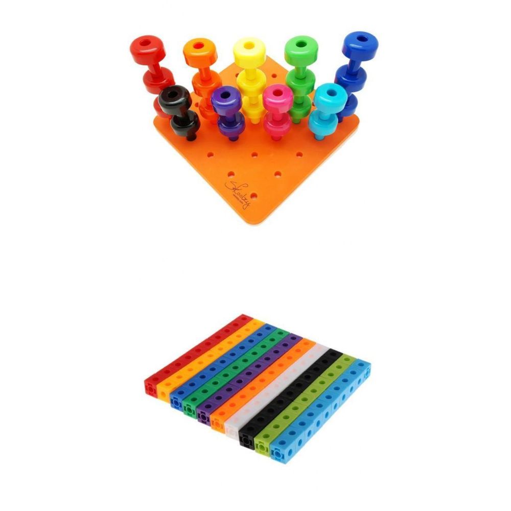 marque generique - 100x Mathlink Cube Math Learning + Pegboard Sorting Stacking Toys Skills - Jeux éducatifs