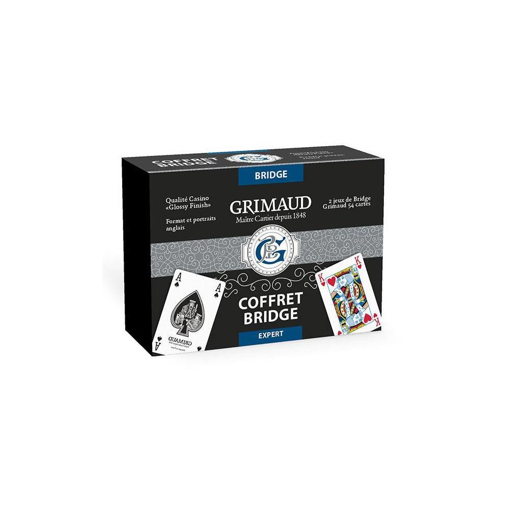 Grimaud - Coffret Grimaud Bridge Expert - façon cuir - 2 jeux de Bridge Expert - Jeux de cartes