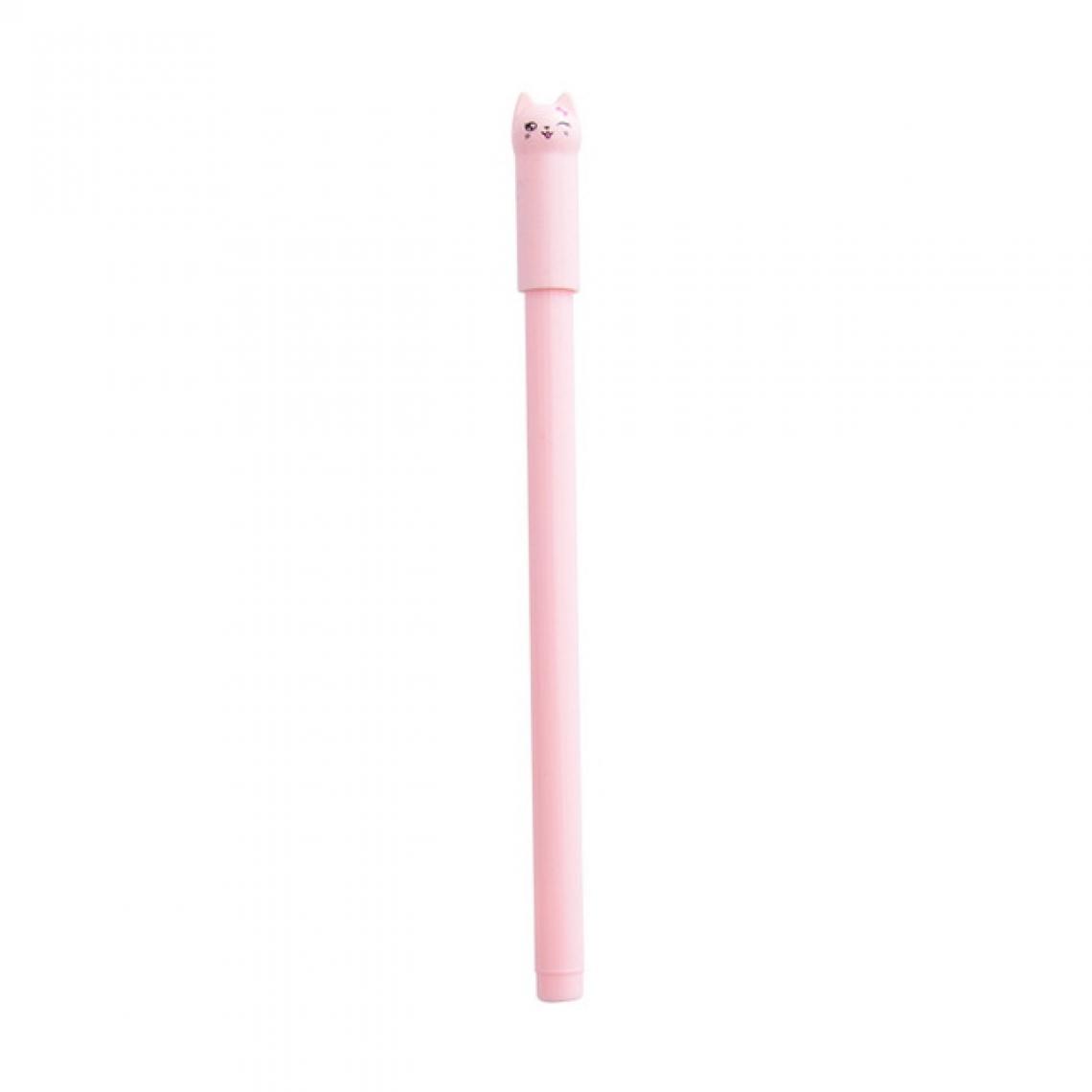 Wewoo - 10 PCS en forme de chat stylo à encre noire plastique 0.5mm stylos de dessin animé rose - Accessoires Bureau
