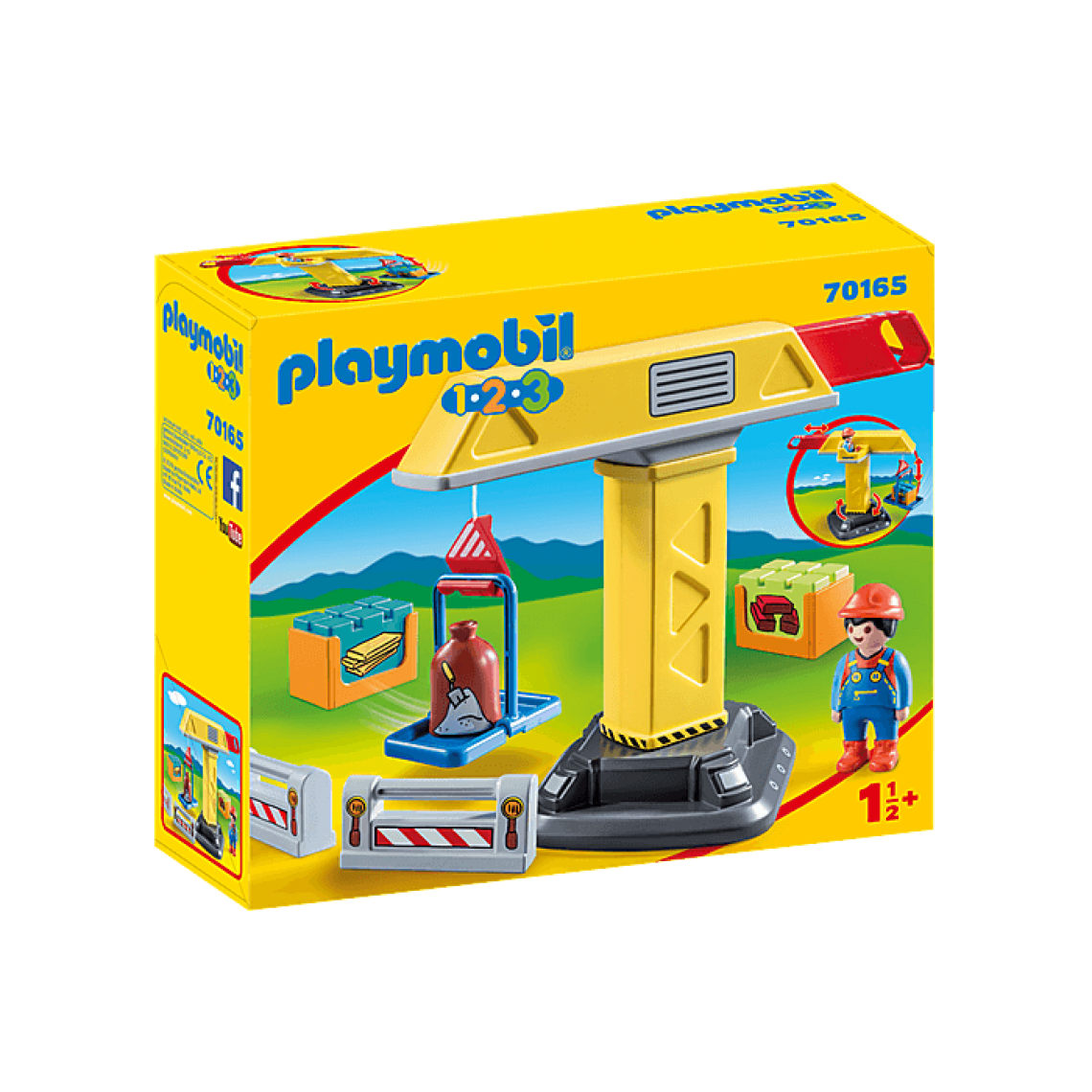 Playmobil - PLAYMOBIL 70165 - 1.2.3 - Grue de chantier - Playmobil