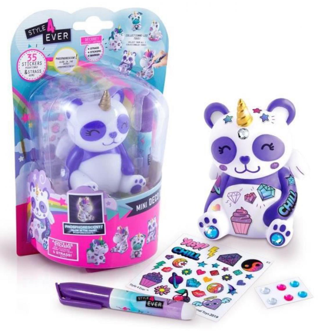 Canal Toys - STYLE 4 EVER Mini Deco DIY - Mini personnage Panda phosphorescent a décorer et collectionner - OFG 193 - 6 ans et + - Jeux éducatifs