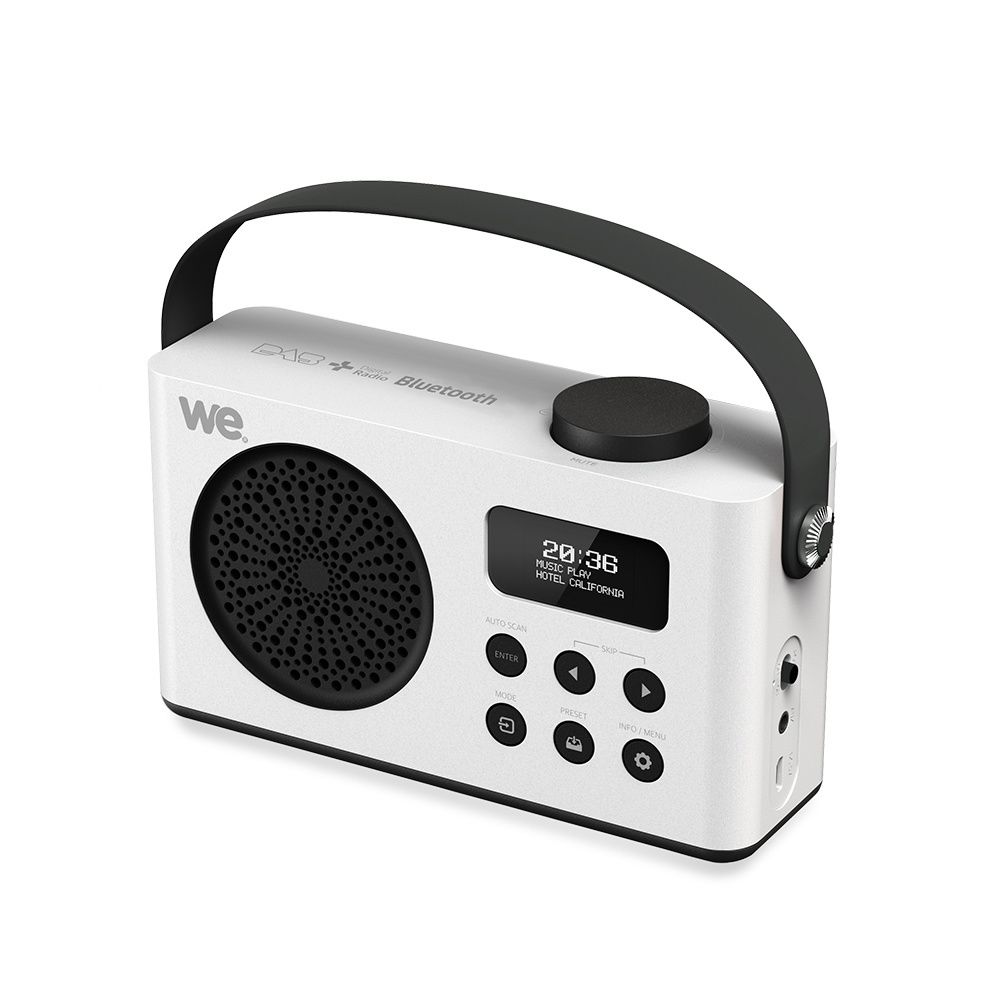 We - WE Radio Réveil Connecté Portable Dab Dab+ FM Enceinte Bluetooth Batterie Rechargeable Lecteur USB Micro SD - Blanc - Radio, lecteur CD/MP3 enfant