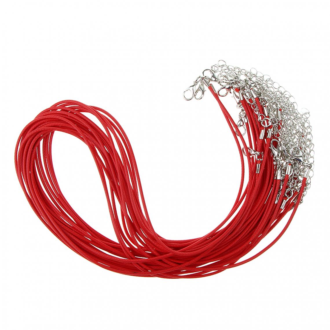 marque generique - 20 pièces bricolage collier fait main cordon cire corde corde fabrication de bijoux vin rouge - Perles