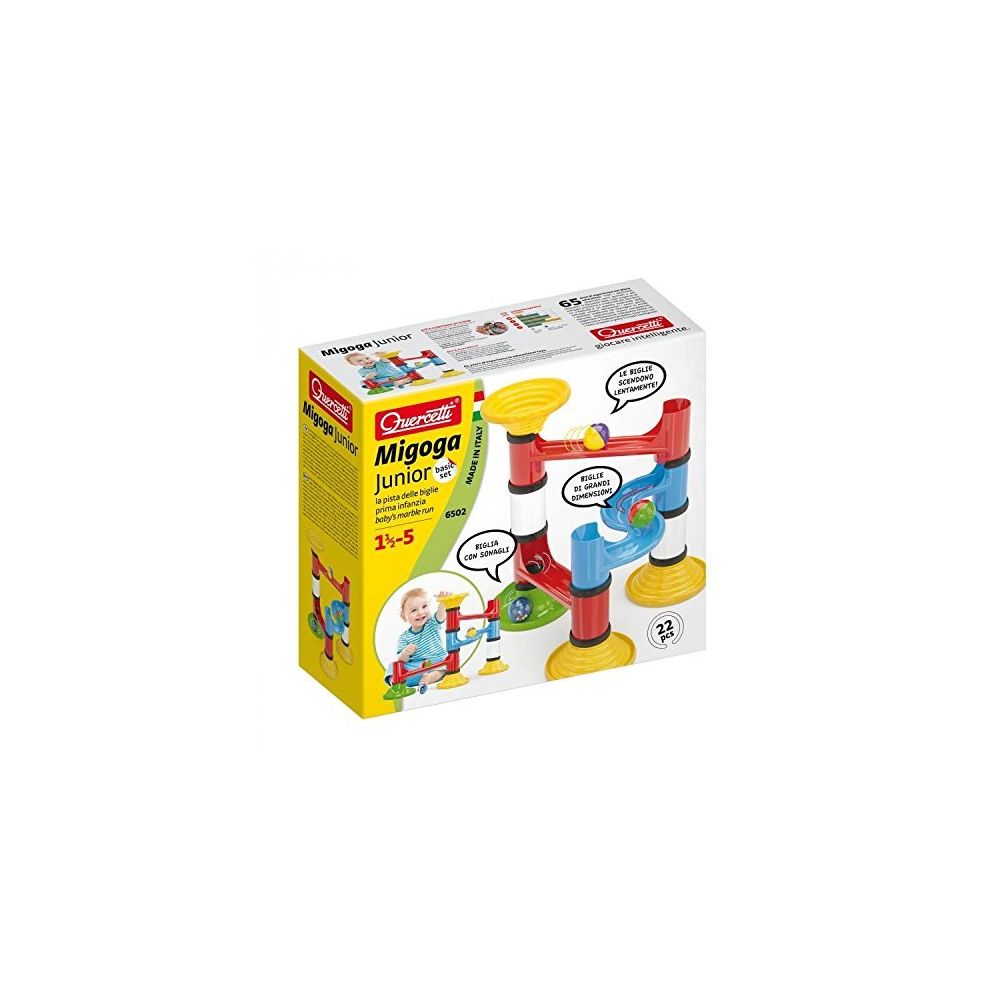 Quercetti - Quercetti Migoga Junior Marble Run First Ball Track Set for Ages 18 Months + (Made in Italy) - Jeux d'adresse