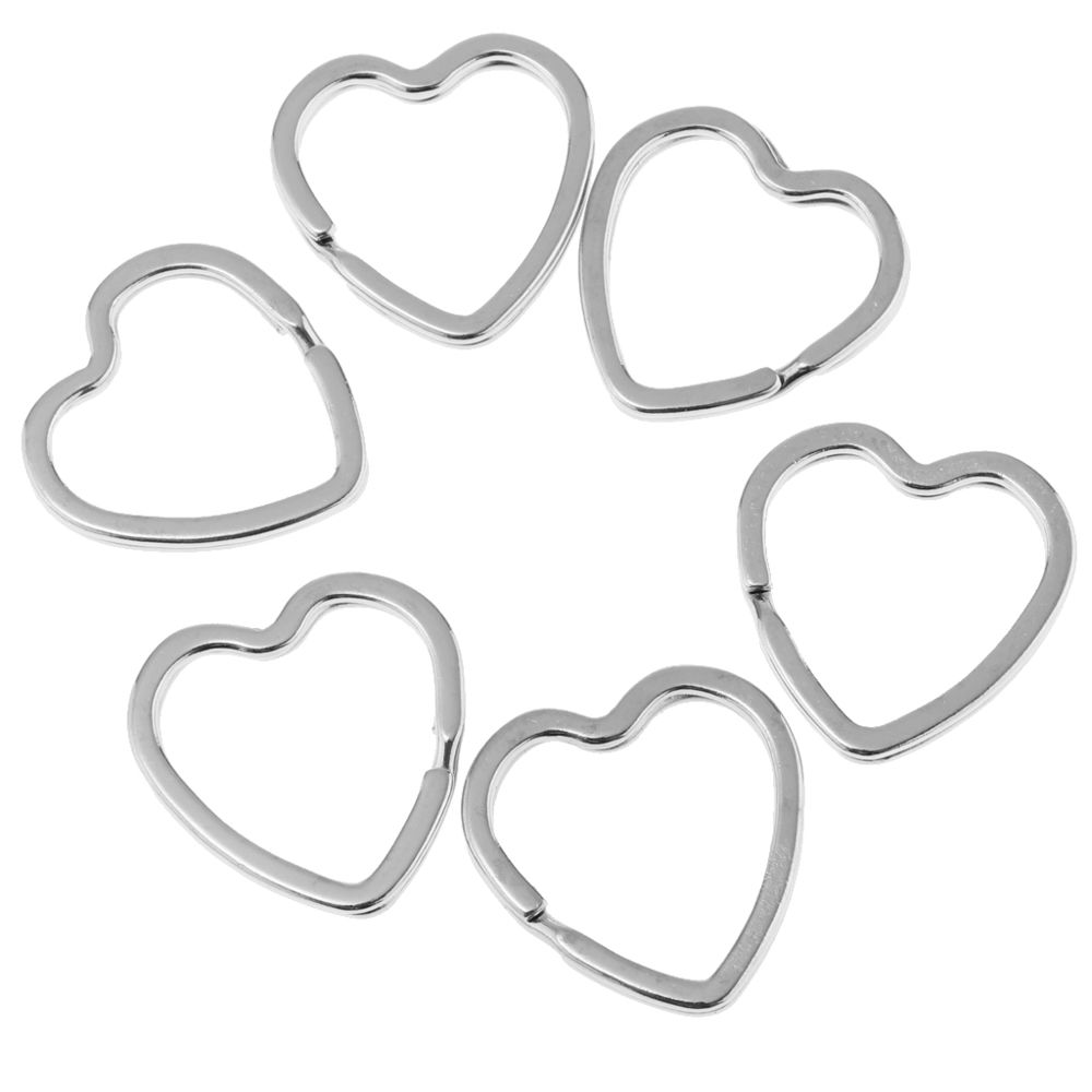 marque generique - 60pcs forme de coeur fendu anneau porte-clés connecteur pour accessoires de bricolage argent - Perles