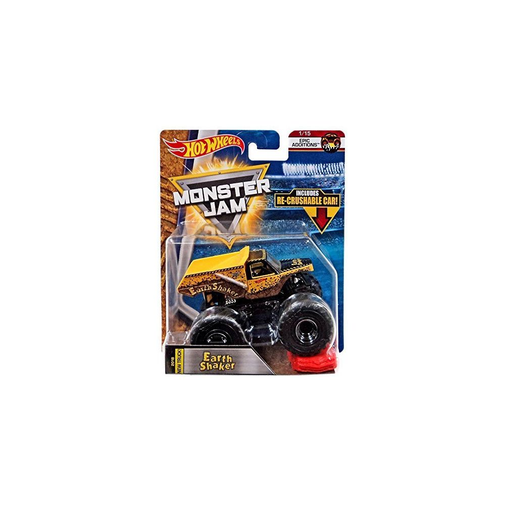 Monster Jam - Hot Wheels Monster Jam 2018 Epic Additions Earth Shaker (Includes Re-Crushable Car) 164 Scale - Voitures