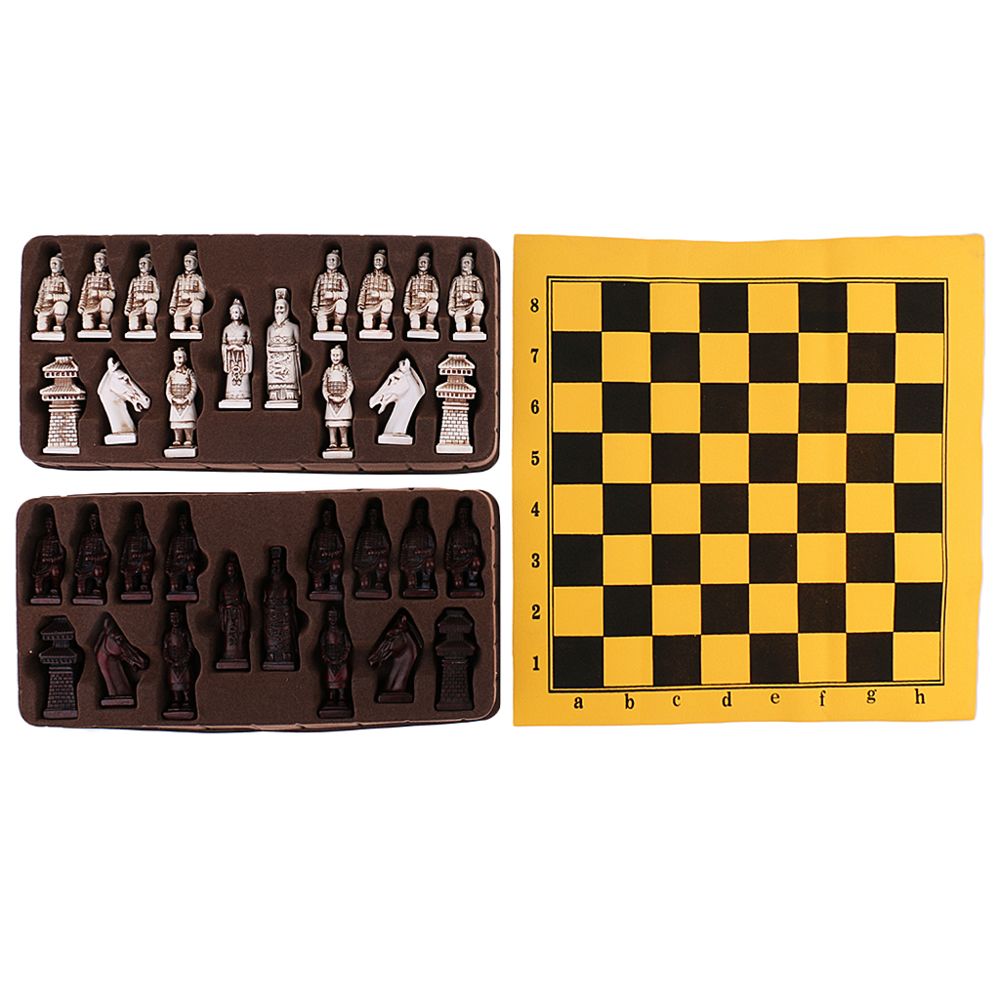 marque generique - échecs vintage pliage échiquier chinois en terre cuite armée pièces d'échecs l - Jeux de stratégie
