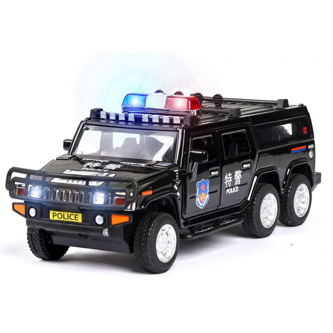 Universal - 1: 32 High Simulated Hummer Extended Police Car Model Moulding Toy Car et Sound-Light Alloy Toy Car(Le noir) - Voitures