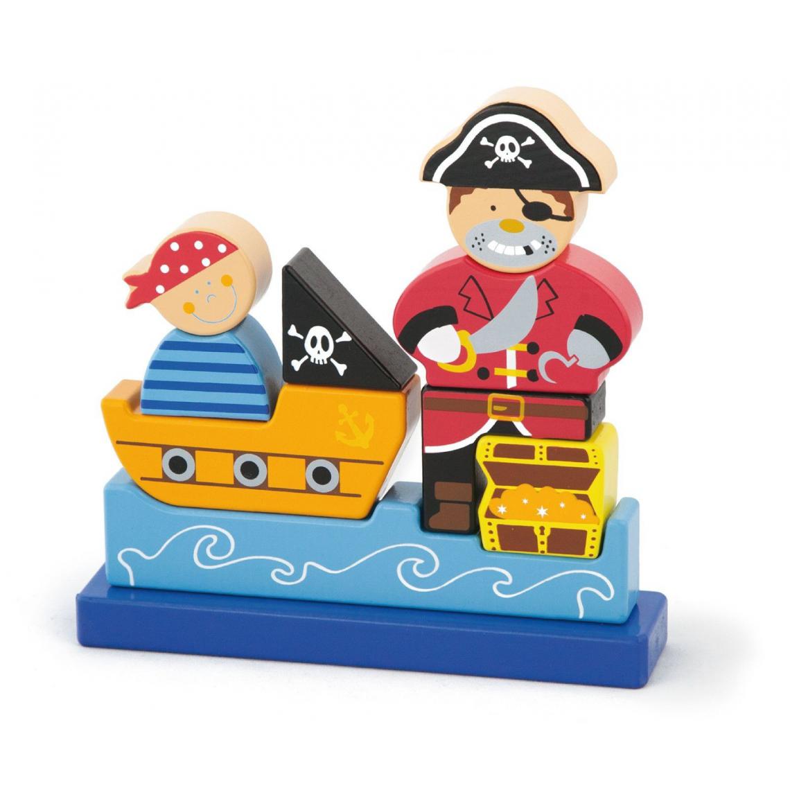 Hucoco - Puzzle magnétique 3D en bois bébé enfant 2+ Le Pirate - Multicolore - Accessoires Puzzles