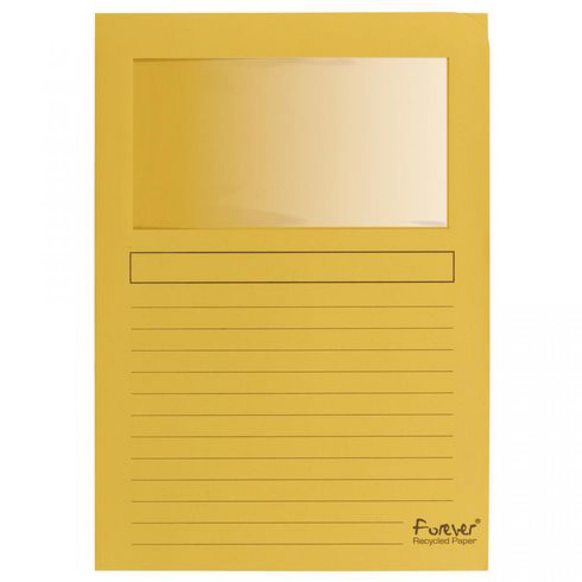Exacompta - Chemises coin papier avec fenêtre FOREVER A4 dossier 120 g couleur jaune - Boîte de 100 - Accessoires Bureau