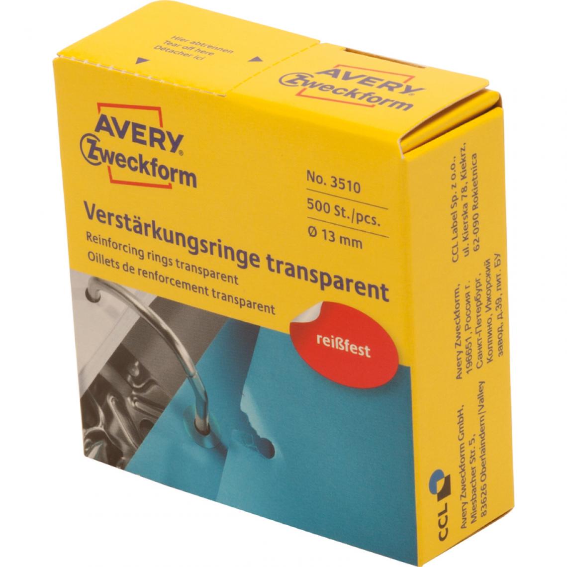 Avery - AVERY Zweckform Oeillets de renfort 13 mm, transparent () - Accessoires Bureau