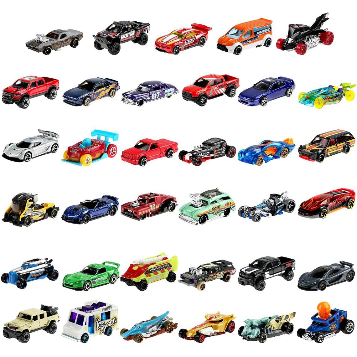 Hot Wheels - Coffret 36 véhicules pour enfant de petites voitures miniatures - Voiture de collection miniature
