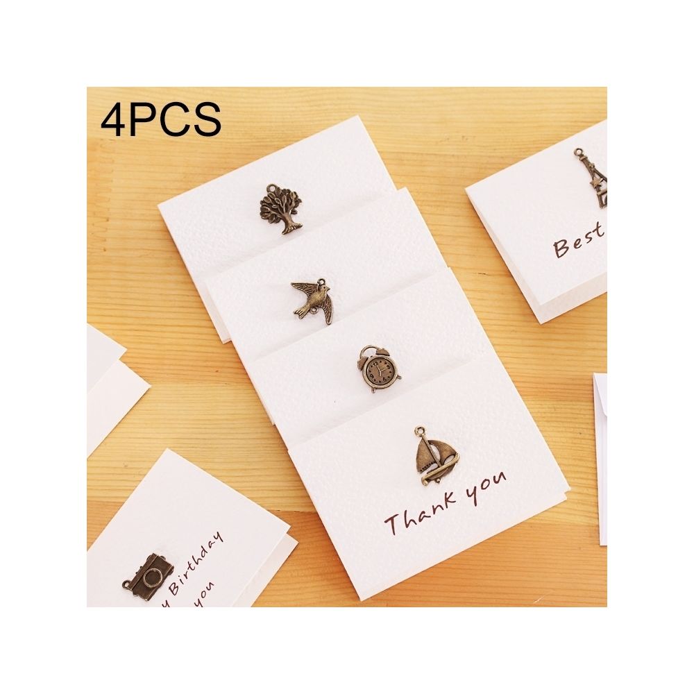 Wewoo - 4 PCS Creative Simple Mini Ornements Carte De Voeux D'anniversaire BRICOLAGE Pliage De Bénédiction Postale, Style Aléatoire Livraison - Accessoires Bureau