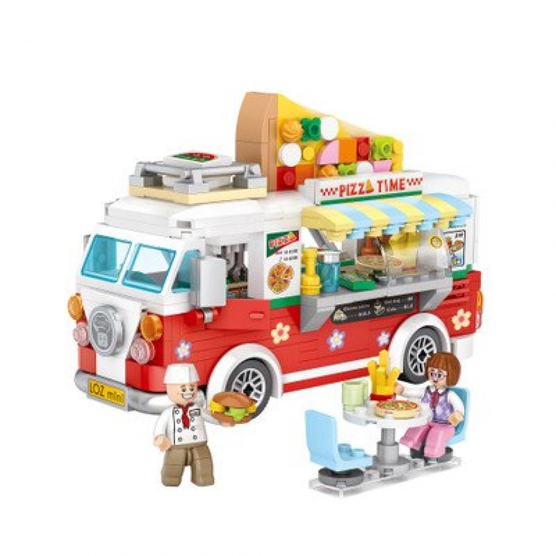 Universal - Mini Blocs City Series Street View Truck Fruit/Ice Cream Shop Learning Toys(Rouge) - Voitures