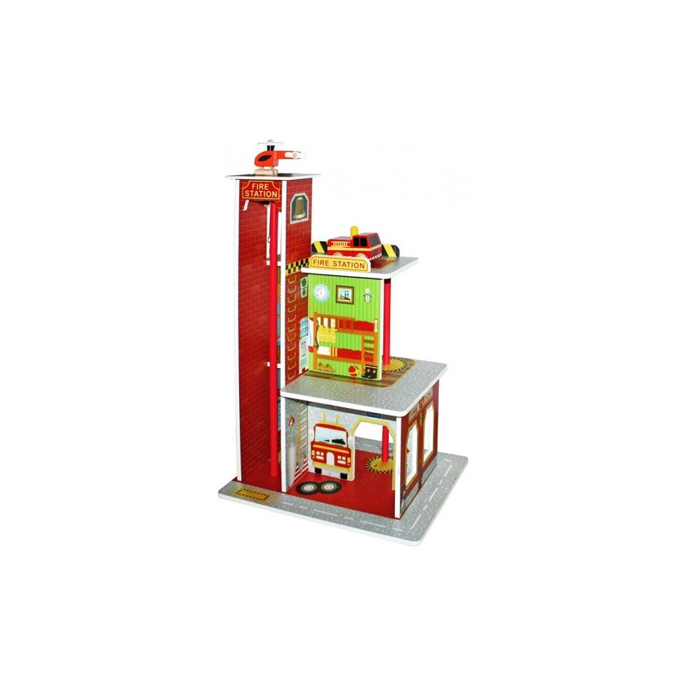 Divers Marques - Caserne des pompiers en bois 3 niveaux avec accessoires enfant FIRE STATION | Multicolore - Véhicule à pédales