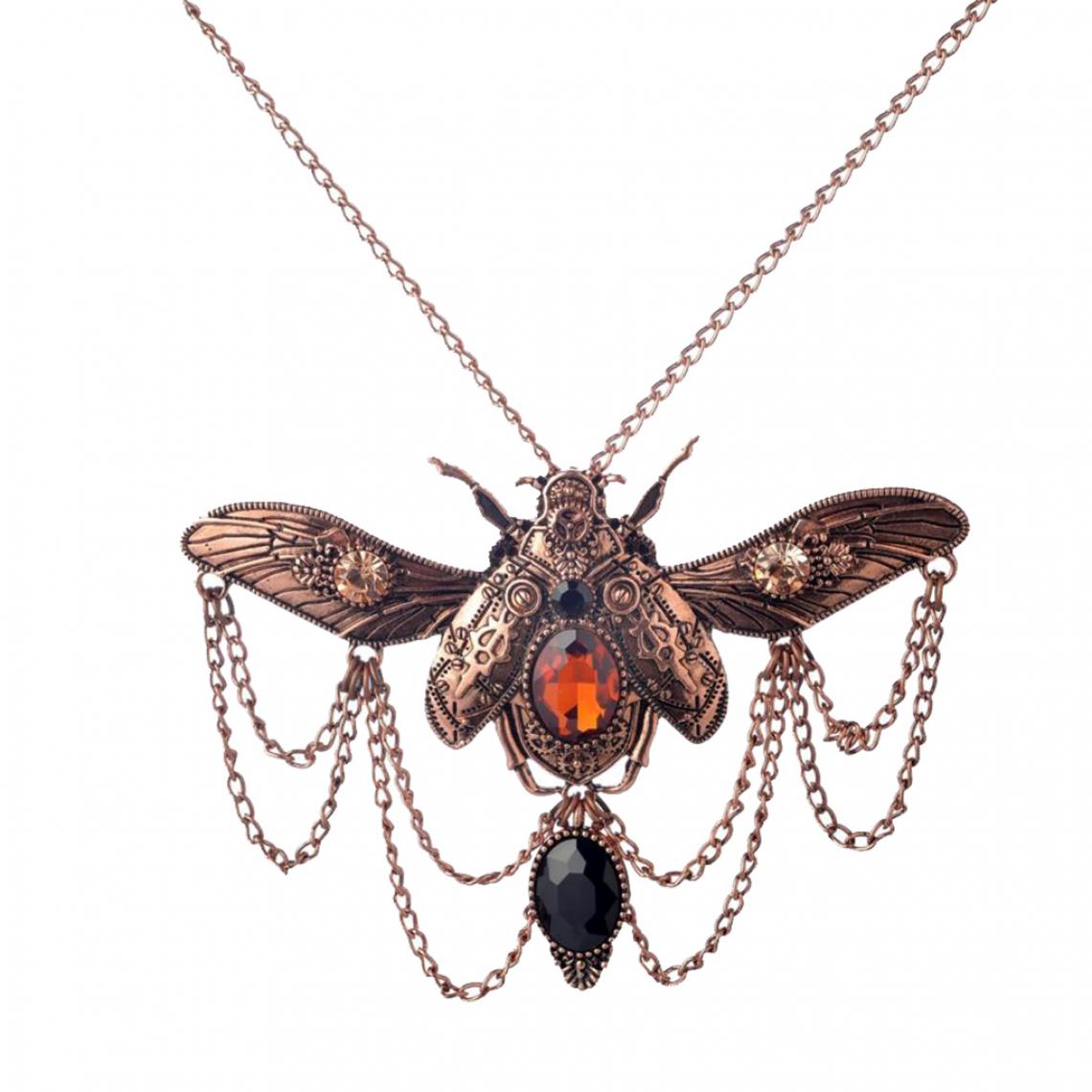 marque generique - Punk Gears Stone Beetle insectes mécaniques Victoria collier rouge Bronze - Perles