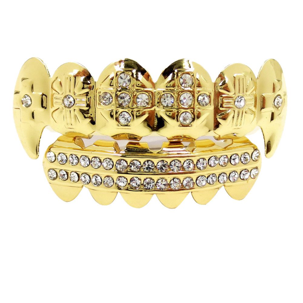 marque generique - Bouchon de bouche halloween en or 18 carats avec cristaux en cristal et or - Perles