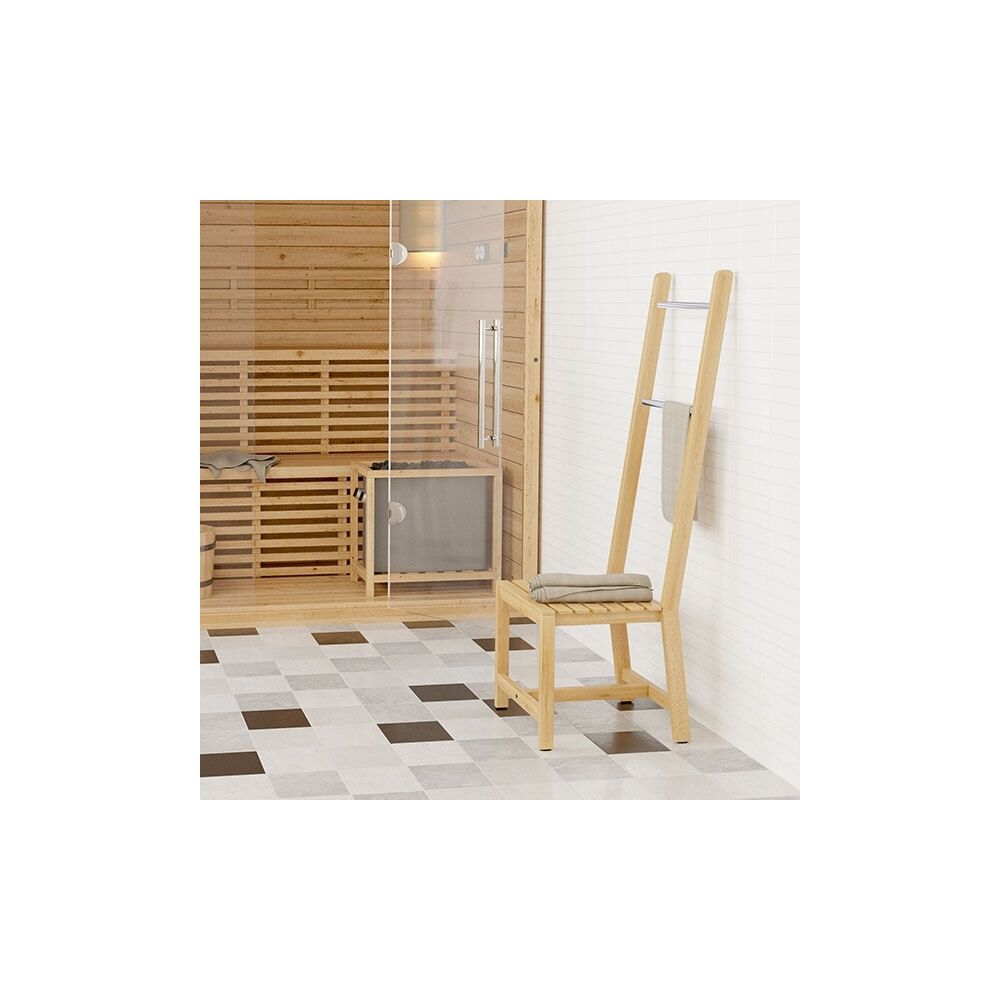 Byca RUE DU COMMERCE - Chaise Nila avec porte-serviettes en chêne naturel - meuble bas salle de bain