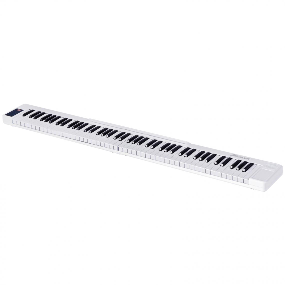 Costway - Piano Numérique Portable 88 Touches avec Fonction Bluetooth Filtres Clavier Électronique Dynamiques Réglables Blanc - Instruments de musique