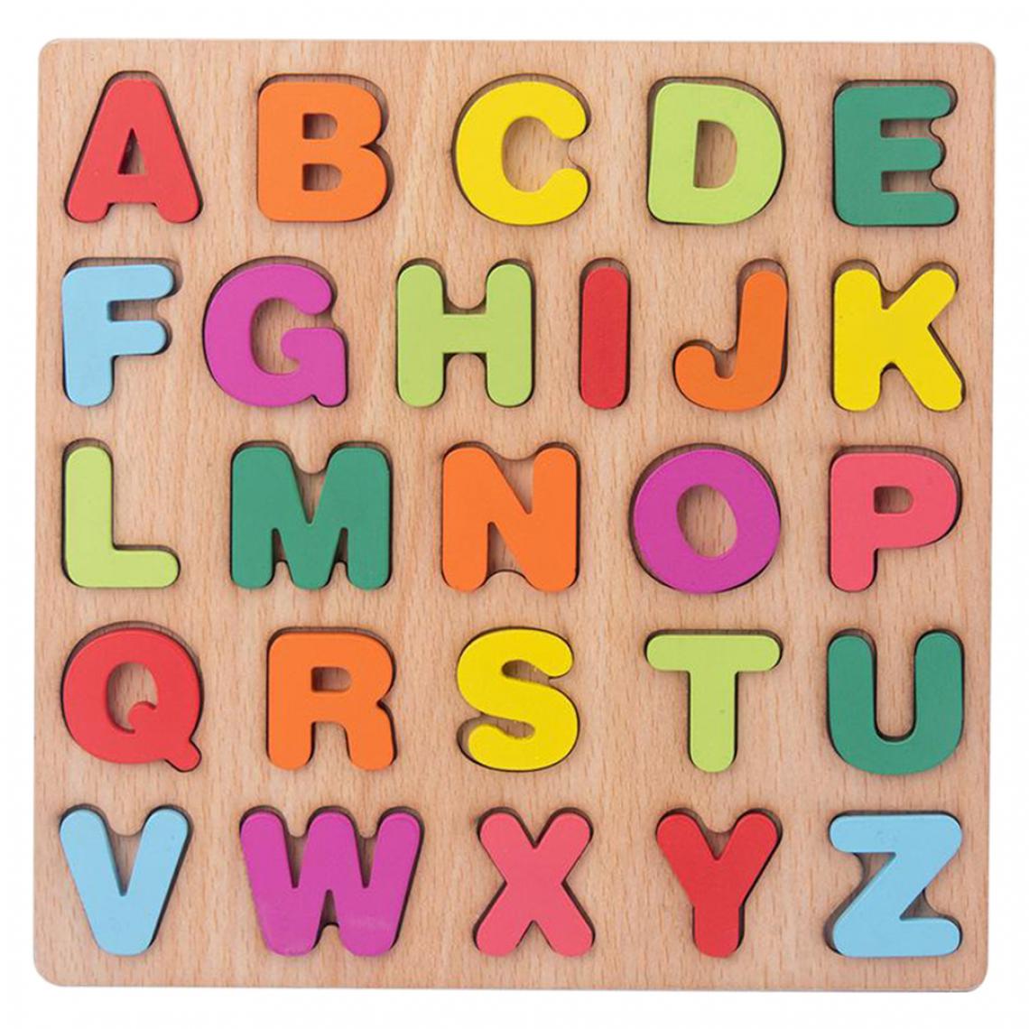 marque generique - Puzzles en bois pour Les Tout-petits Grand Alphabet ABC Lettre Majuscule Bois Montessori Learning Éducatifs Jouets pour Garçons Filles D'anniversaire - Jeux d'éveil