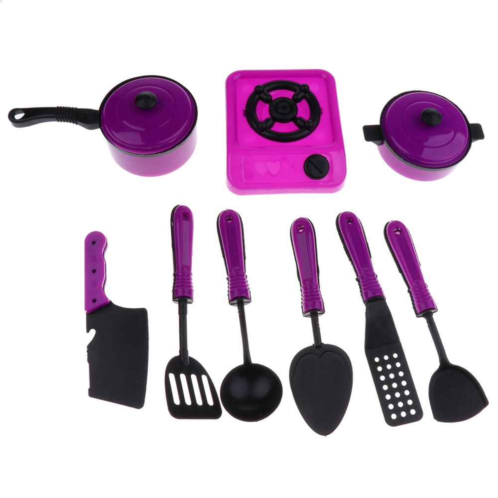 marque generique - 9 pièces en plastique enfants cuisine ustensiles de cuisine jouet cuisine faire semblant jouer jouet violet - Bricolage et jardinage