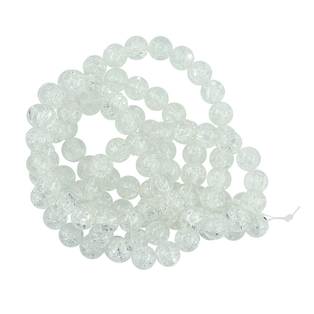 marque generique - 8mm magnifique craquelé lampwork verre perles rondes chapelet clair - Perles