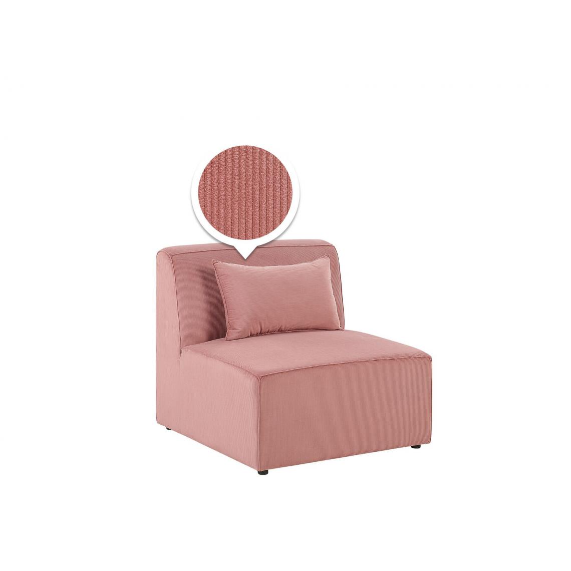 Beliani - Module fauteuil en velours côtelé rose pour canapé LEMVIG - Canapés