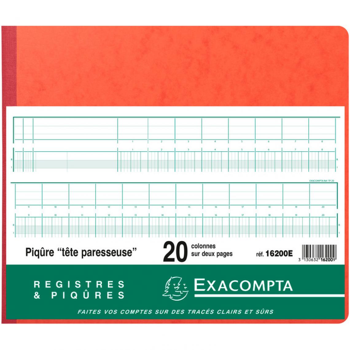 Exacompta - EXACOMPTA Piqûre tête paresseuse, 20 colonnes sur 2 pages () - Accessoires Bureau