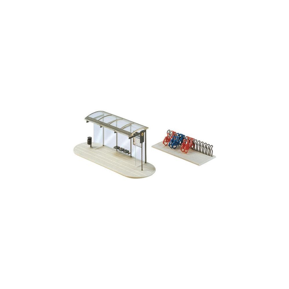 Faller - Faller 272543 Bus Stop Shelter with BikeRk N Scale Scenery and Accessories - Accessoires et pièces
