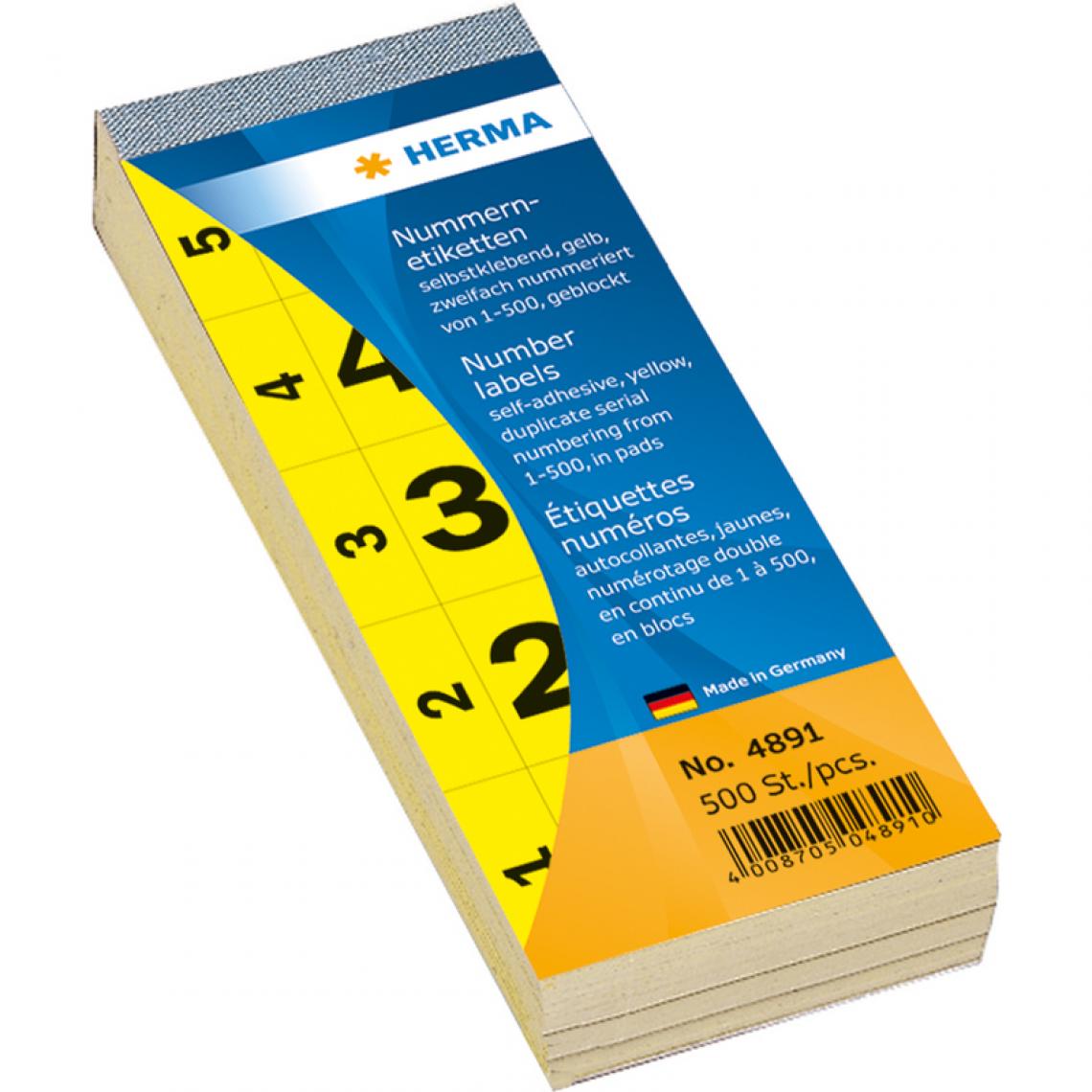 Herma - HERMA étiquettes numéros, autocollant, 28 x 56 mm, jaune () - Accessoires Bureau