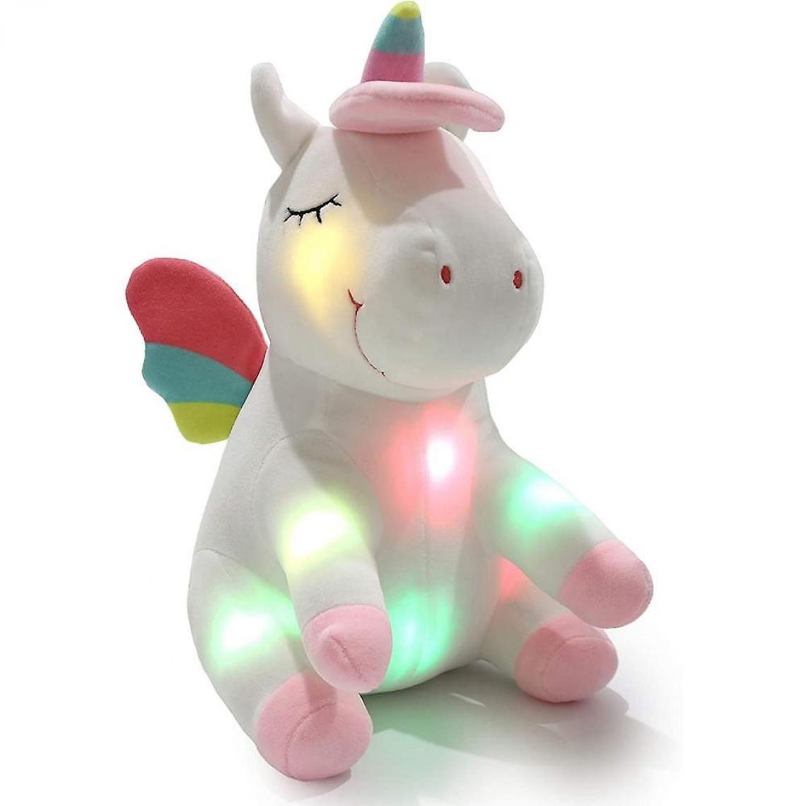 Universal - Licornes éclairées, peluches LED, animaux en peluche avec des lumières de nuit colorées, 12''(blanche) - Doudous