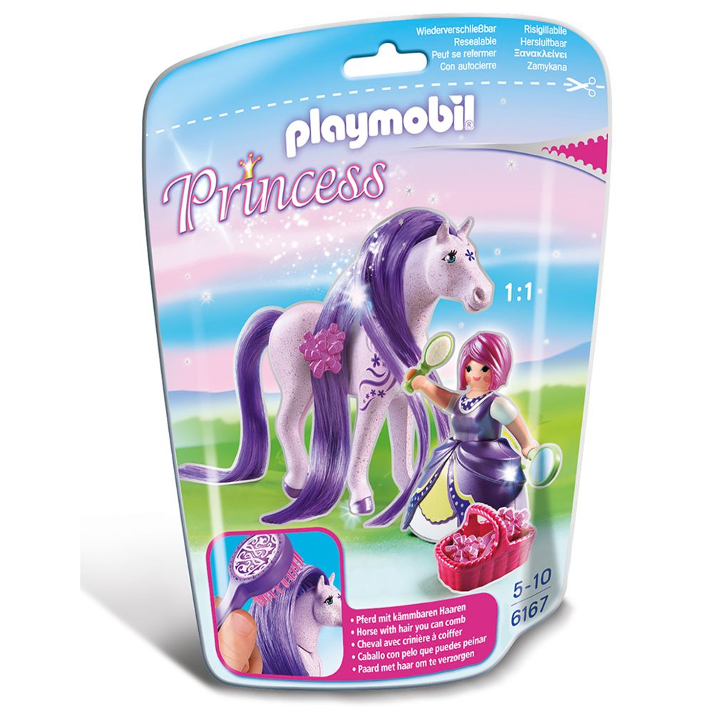 Playmobil - PRINCESS - Princesse Violette avec cheval à coiffer - 6167 - Playmobil