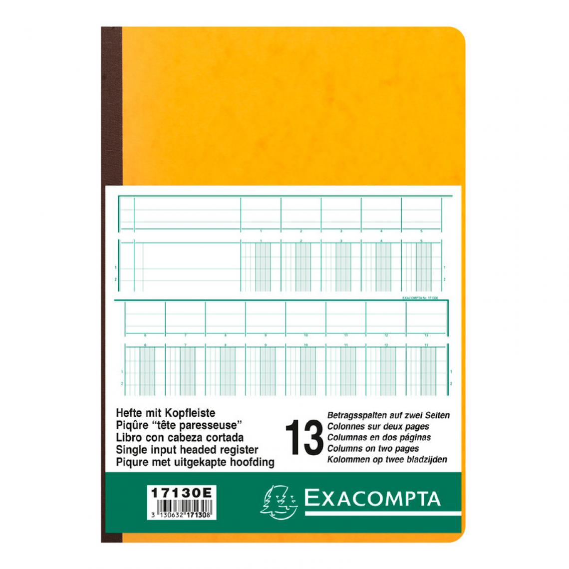 Exacompta - EXACOMPTA Piqûre tête paresseuse, 13 colonnes sur 2 pages () - Accessoires Bureau