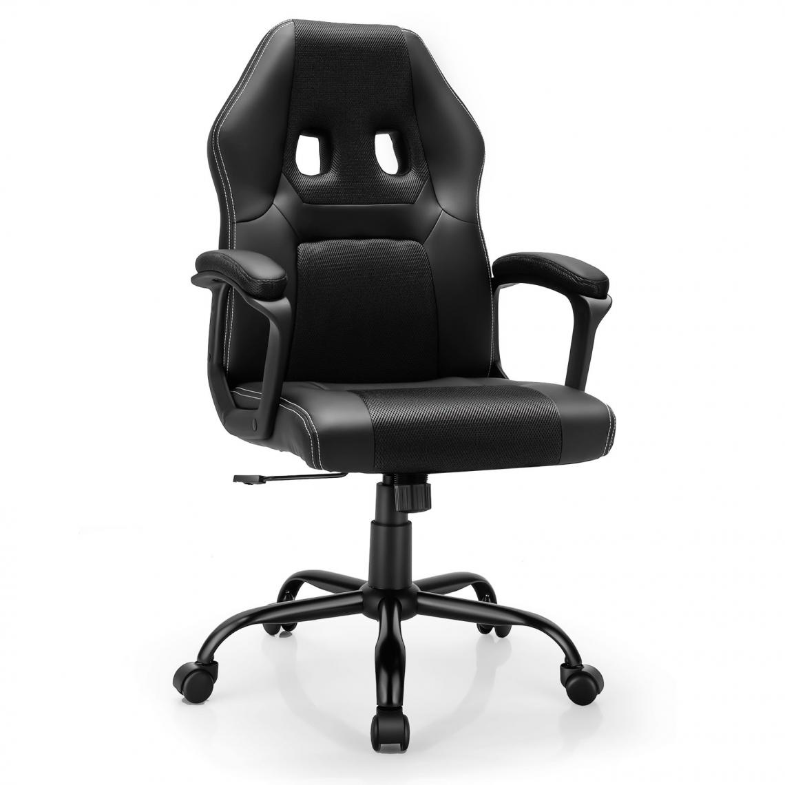 Decoshop26 - Chaise gamer fauteuil de bureau réglable pivotant avec dossier ergonomique pour maison bureau noir 20_0000392 - Bureaux