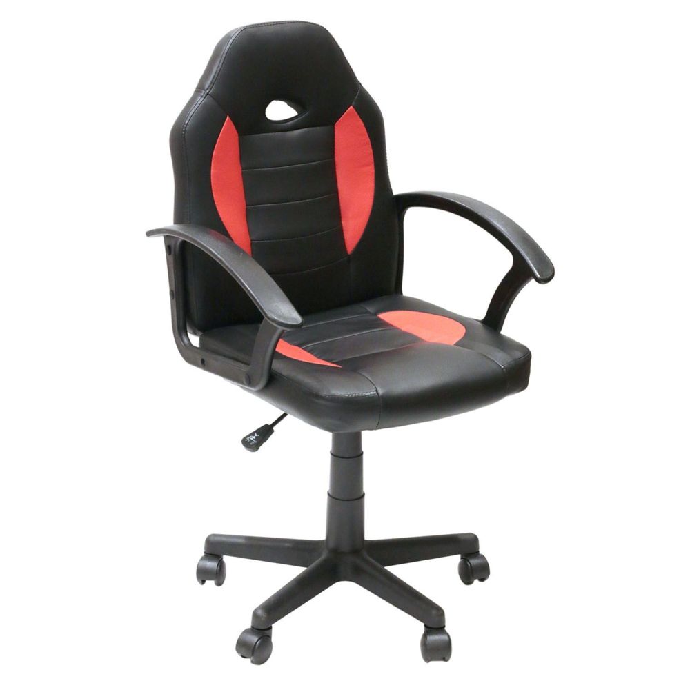 The Home Deco Factory - Chaise de bureau gaming Racer Obi - Hauteur réglable - Noir et rouge - Bureaux