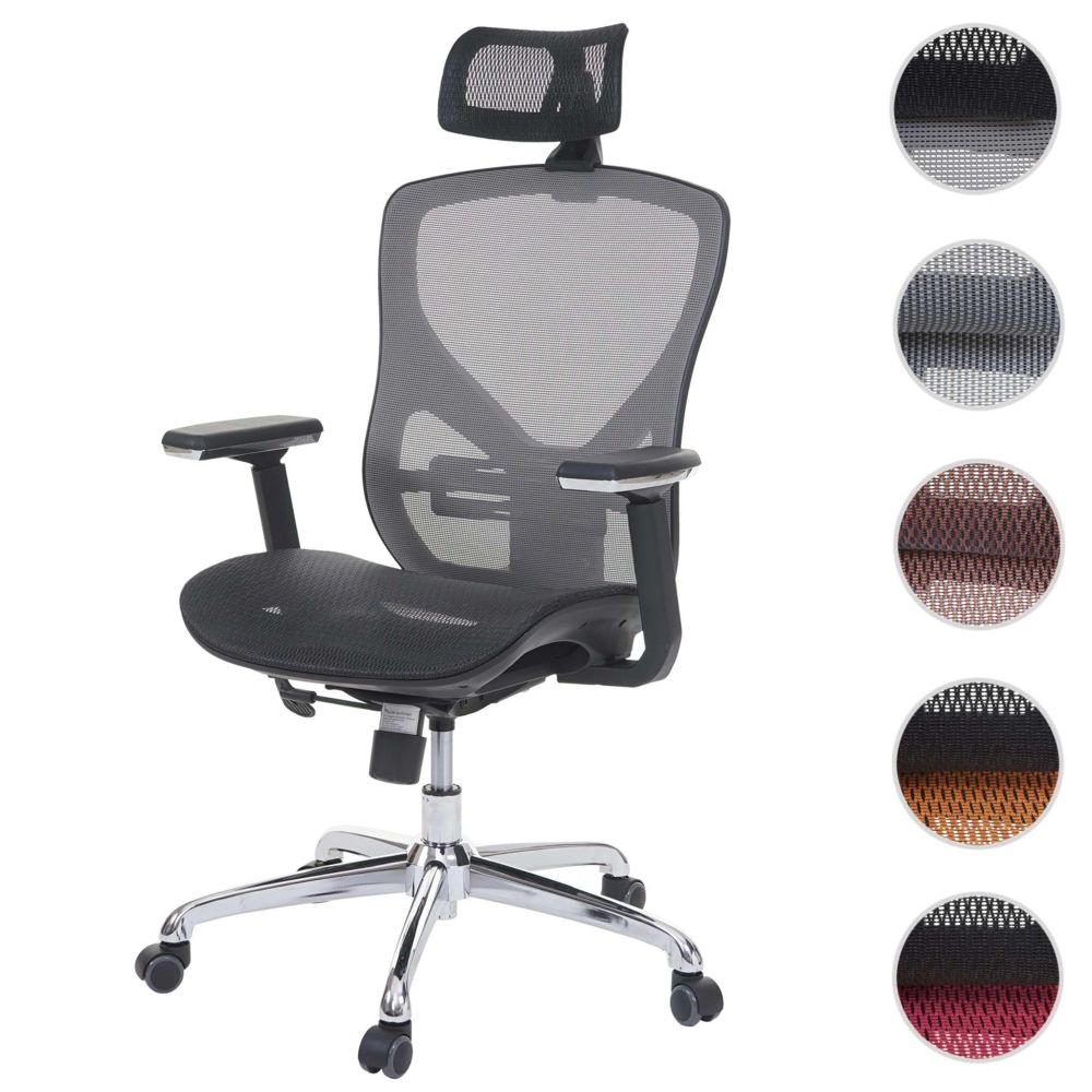 Mendler - Chaise de bureau HWC-A61 chaise pivotante, fonction glisse, tissu ISO9001 ~ noir/gris - Bureaux