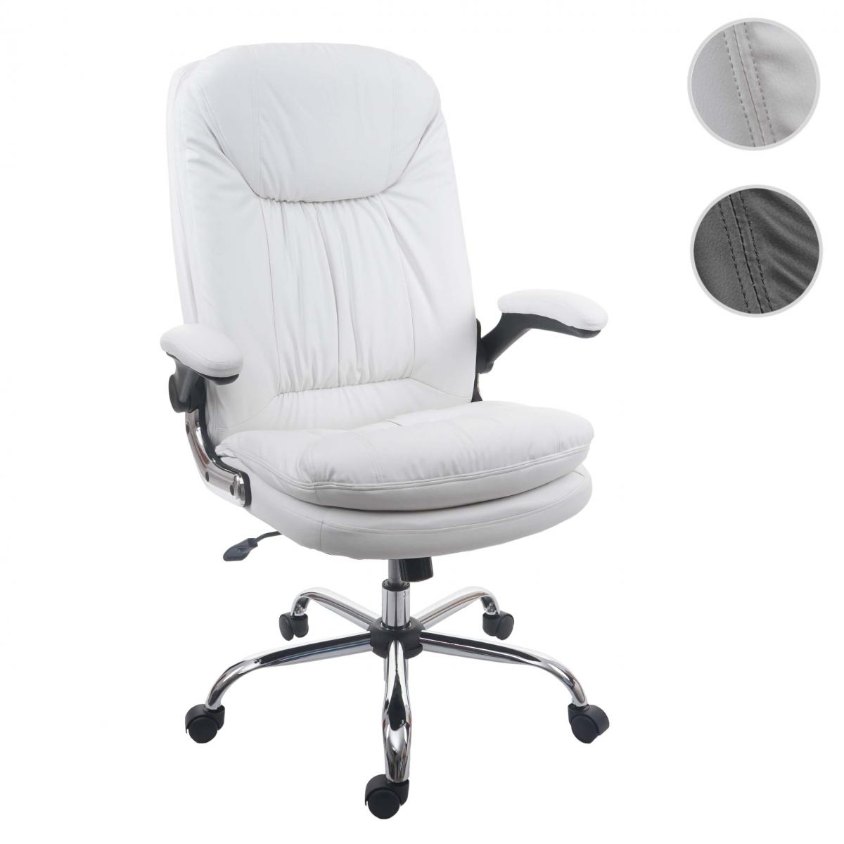 Mendler - Chaise de bureau HWC-F81 fauteuil directorial pivotant, ressorts en spirale, similicuir ~ blanc - Bureaux