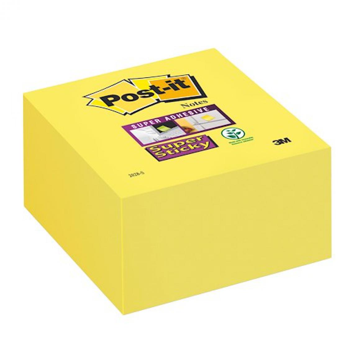 Post-It - Bloc cube repositionnable SUPER STICKY POST-IT 76 x 76 - Bloc de 350 feuilles - Accessoires Bureau