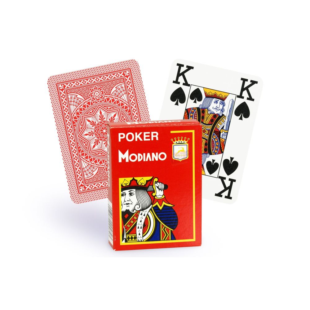 Modiano - Cartes Modiano 100% plastique 4 index (rouge) - Accessoires poker