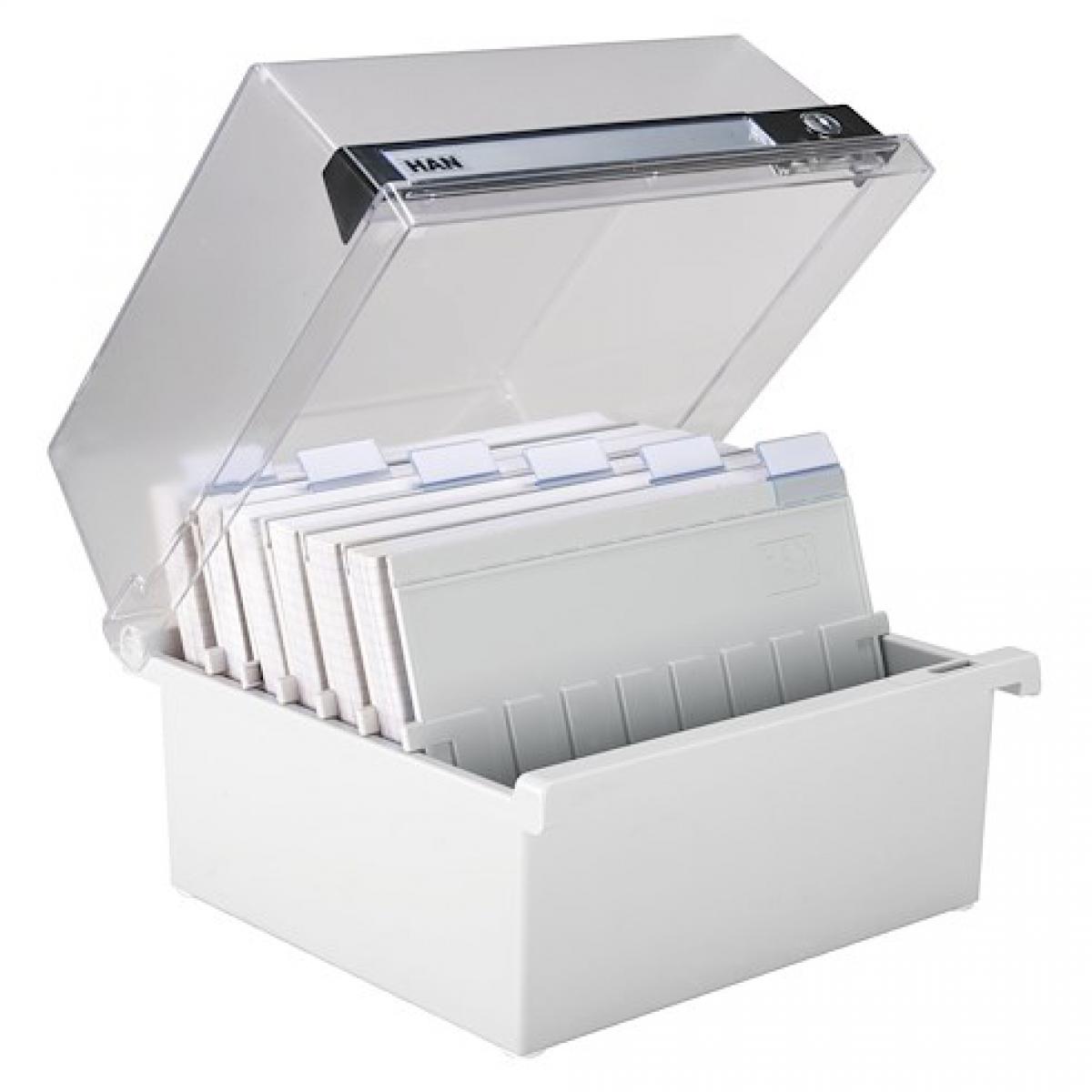 Han - Boîte à fiches grise pour fiches 148 x 210 mm - Accessoires Bureau