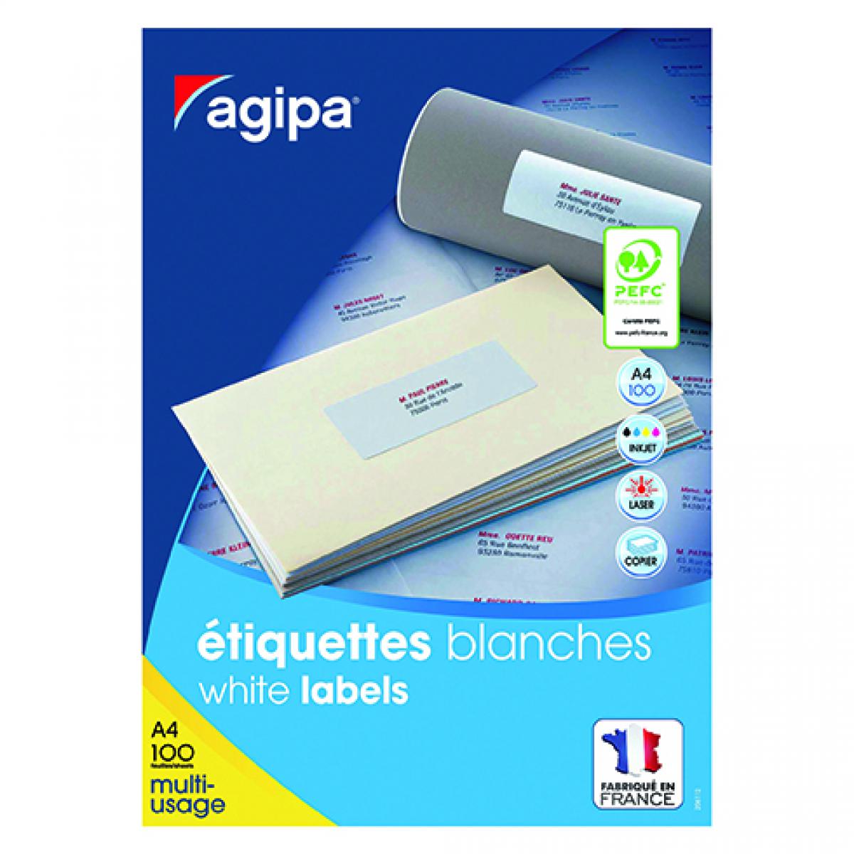 Agipa - Etiquettes adresses 105 x 35 mm Agipa 119005 - Boîte de 1600 - Accessoires Bureau