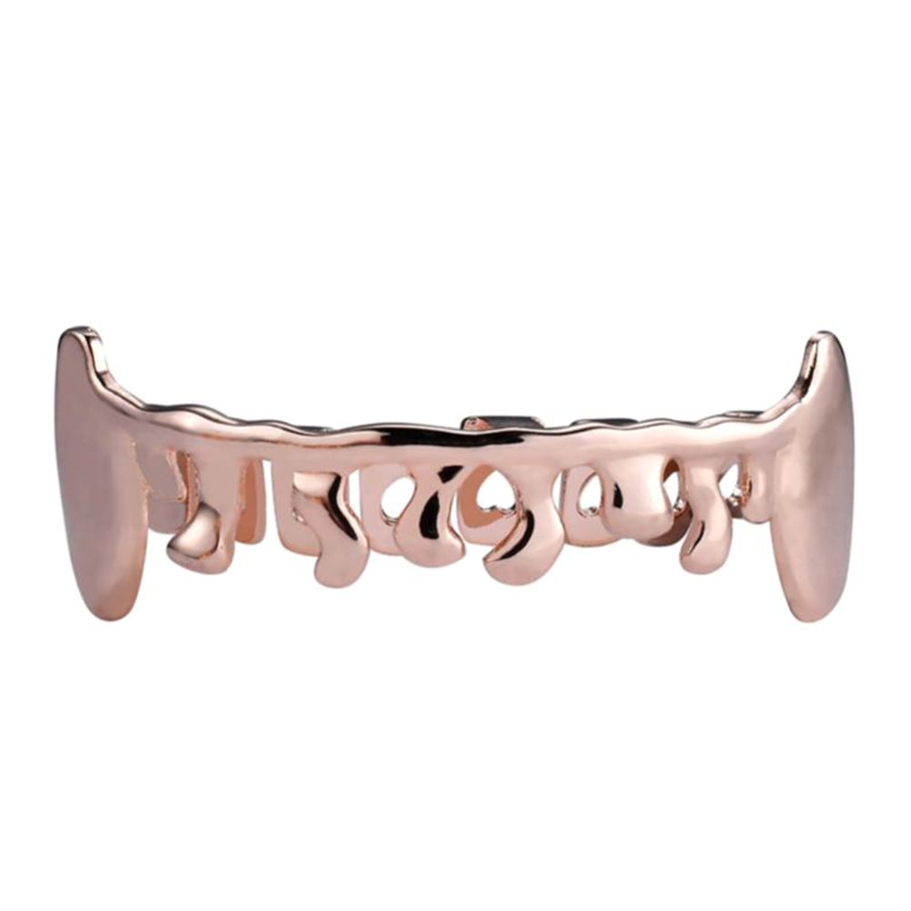 marque generique - grilles de dents hip hop brillant hollowen accessoire or rose 18 carats plaqué or rose - Perles