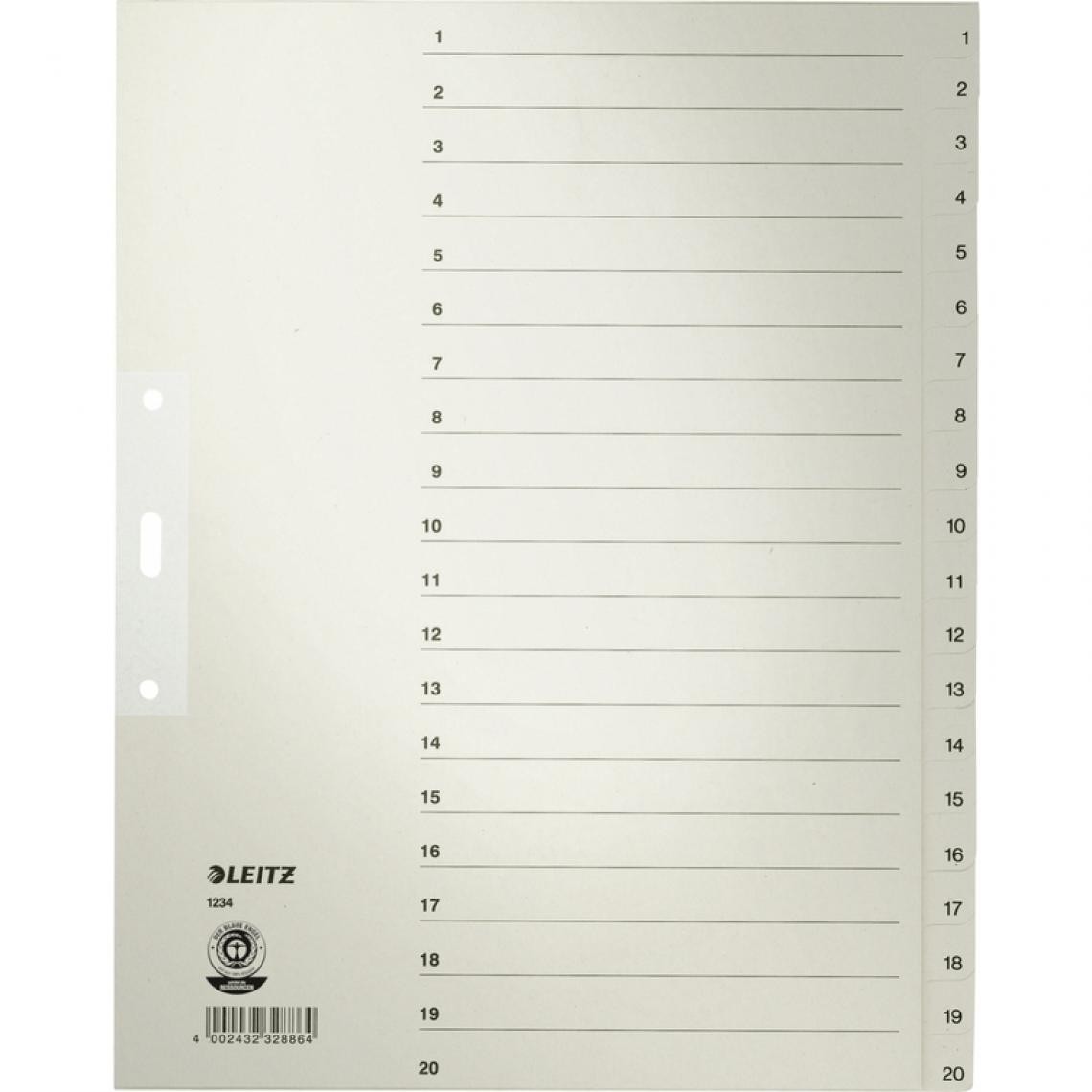 Leitz - LEITZ Intercalaires en papier naturel, numéroté, format A4 () - Accessoires Bureau
