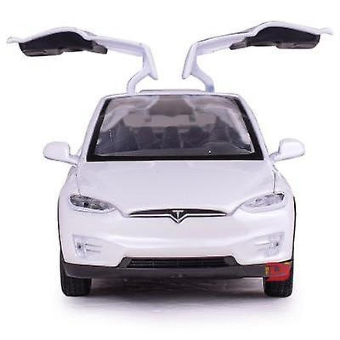Universal - Un modèle de voiture en alliage à six portes, un modèle Tesla X avec des lumières simulées et des jouets musicaux pour les enfants.(blanche) - Voitures