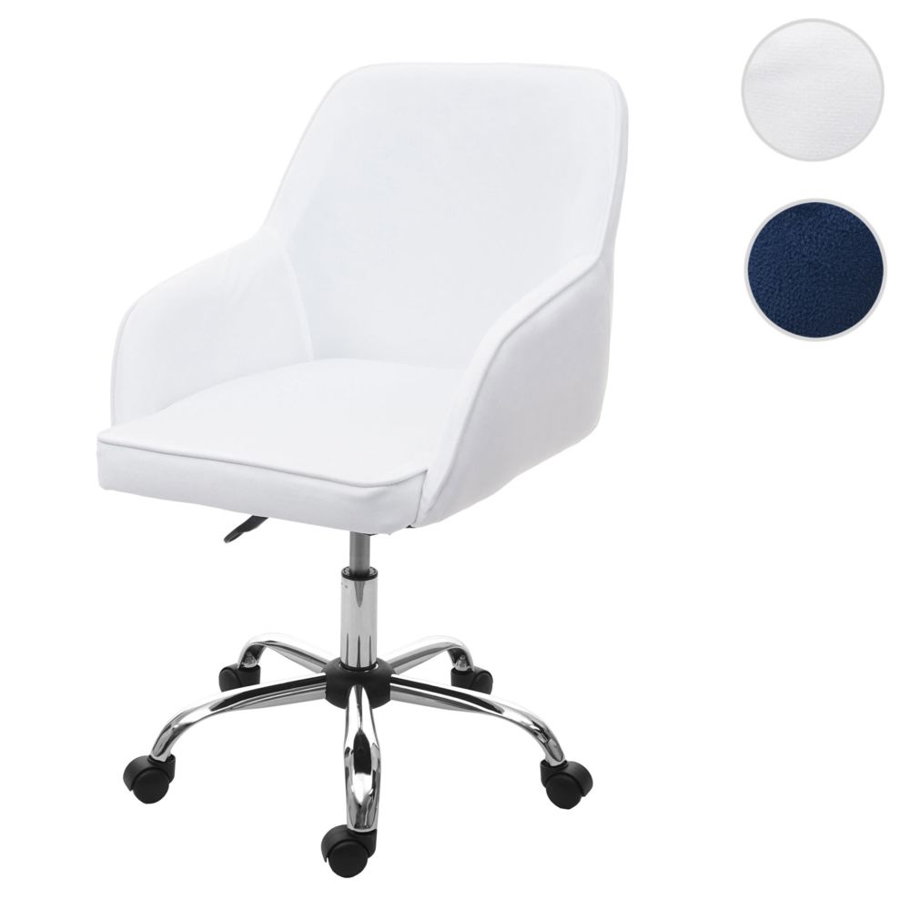 Mendler - Chaise de bureau HWC-F82 fauteuil directorial, pivotant, design rétro, velours ~ blanc - Bureaux