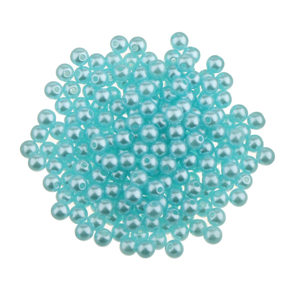 marque generique - 200pcs imitation perle perle lâche entretoise avec petit trou bricolage artisanat 6mm bleu - Perles