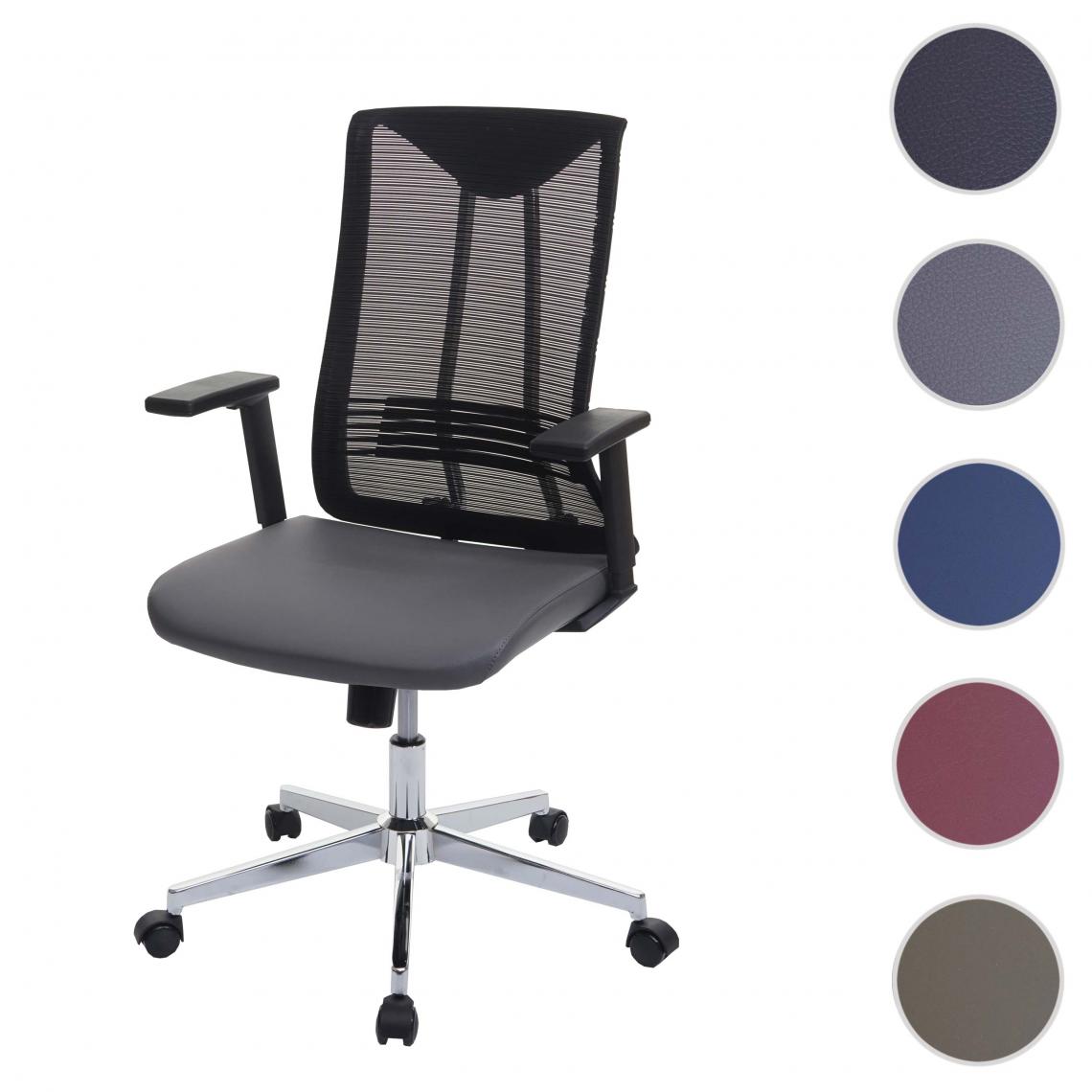 Mendler - Chaise de bureau HWC-J53, chaise pivotante chaise de bureau, ergonomique similicuir ~ Gris - Bureaux