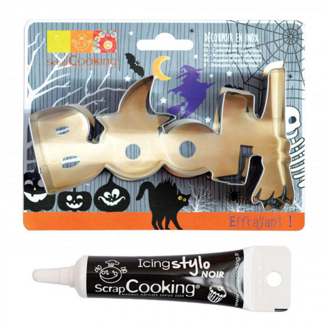 Scrapcooking - Découpoir à biscuits en inox Booh Halloween + stylo alimentaire noir - Kits créatifs