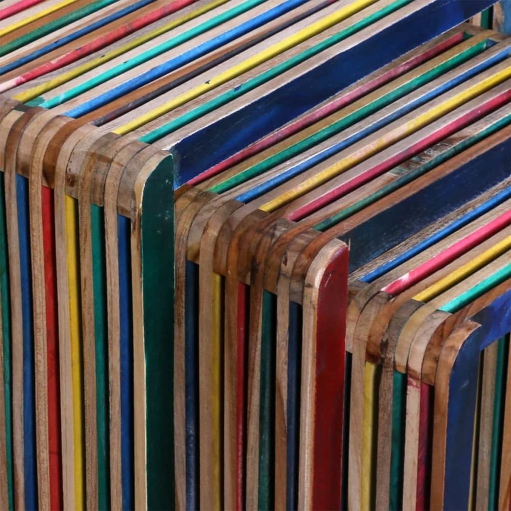 marque generique - Icaverne - Bouts de canapé selection Table gigogne 3 pcs Teck recyclé coloré - Canapés